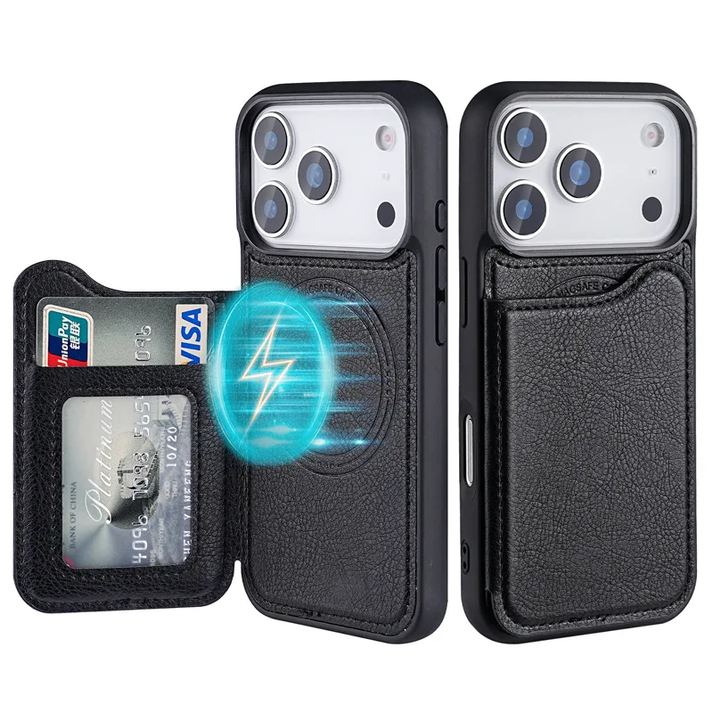 Flip Leather Case - Pour Magsafe portefeuille en cuir à