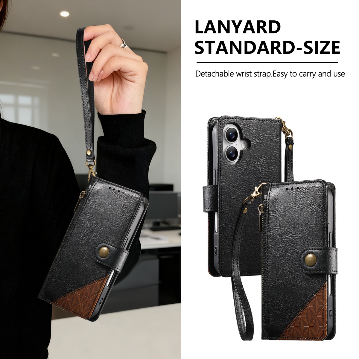 Flip Leather Case - Étui portefeuille à rabat en cuir