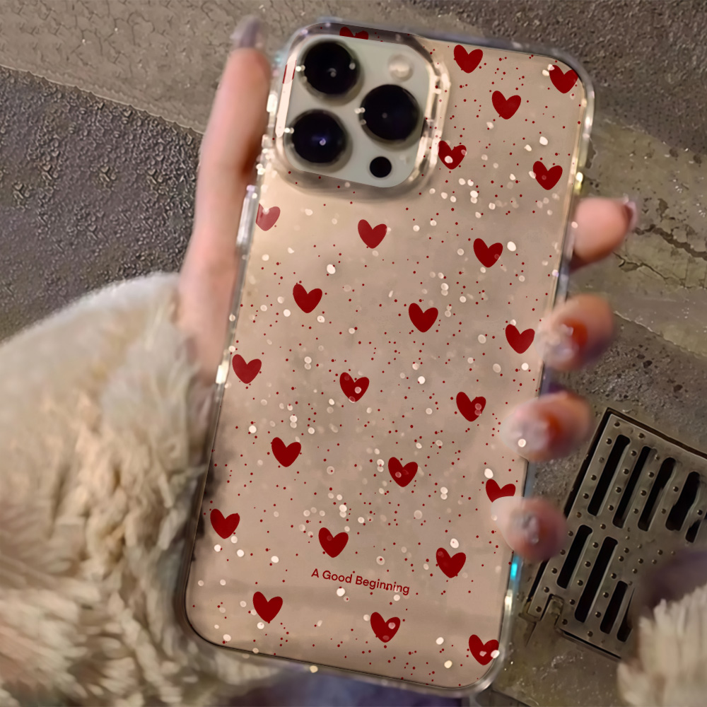 Glitter Shockproof Case - Coque de téléphone rose cœur d'amour