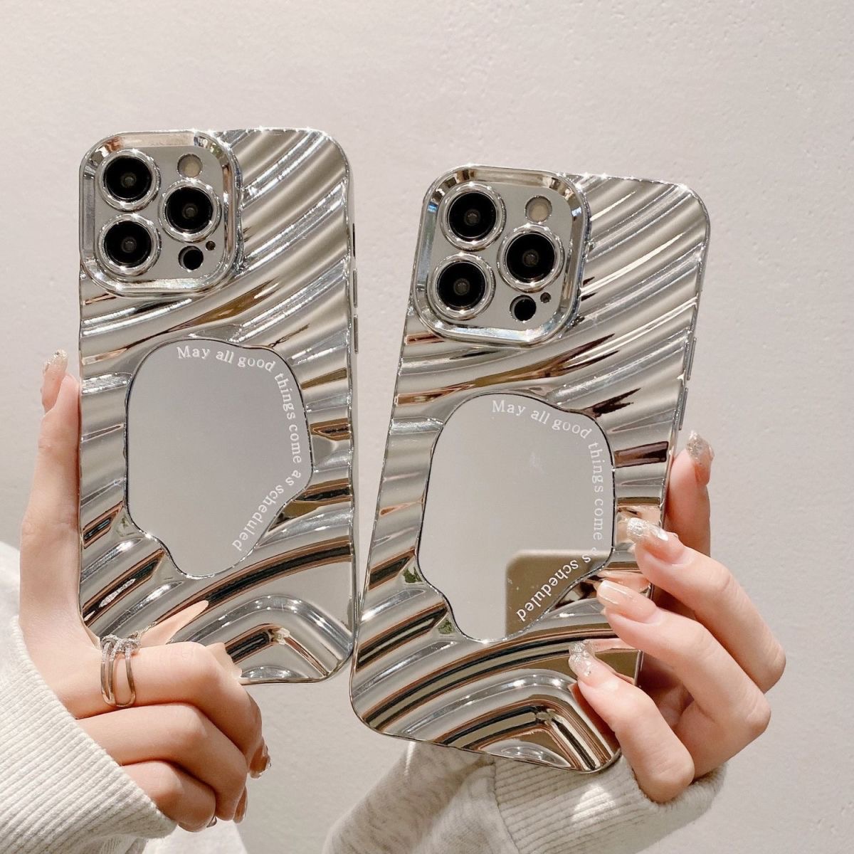 Luxury Plating Case - Coque de téléphone ondulée miroir plaqué