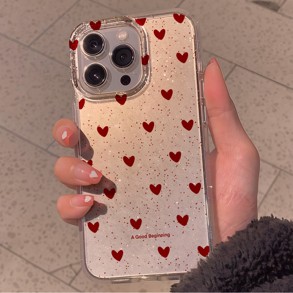 Coque de téléphone rose cœur d - Glitter Shockproof Case avis et prix