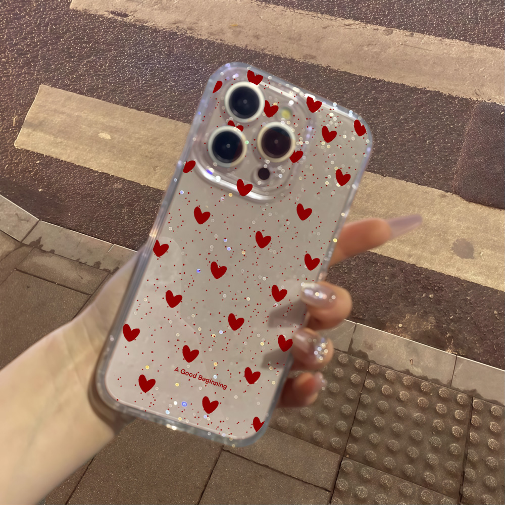 Coque de téléphone rose cœur d - Glitter Shockproof Case avis et prix